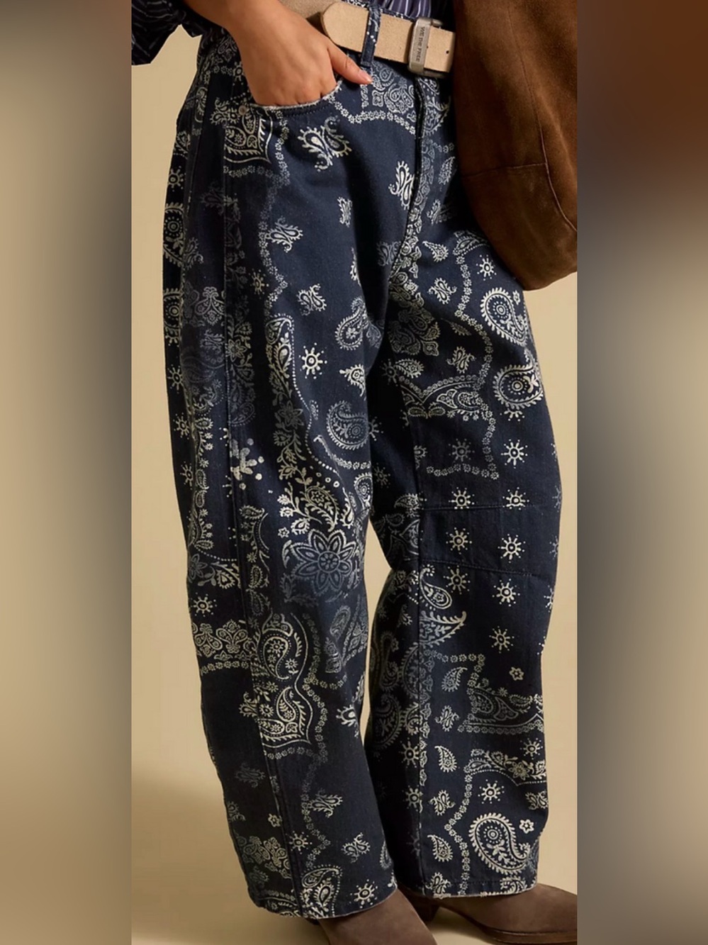 Free People We the Free Printed Good Luck Barrel Jeans - Picture 3 of 12